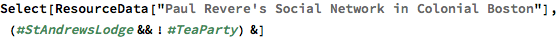 Select[ResourceData[
  "Paul Revere's Social Network in Colonial Boston"], \
(#StAndrewsLodge && ! #TeaParty) &]